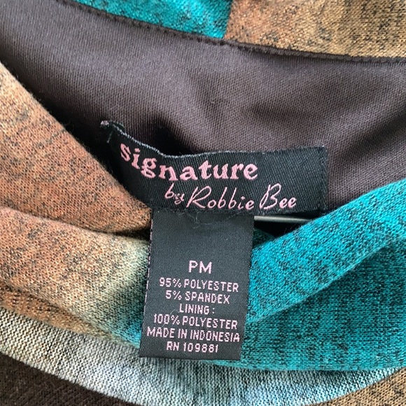 Signature by Bobbi Bee brown blue sweater cowl neck midi short sleeved dress - Picture 7 of 17